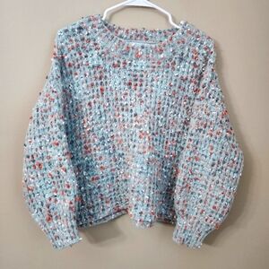 She and sky size M / L oversized sweater shaggy sage green orange  pullover